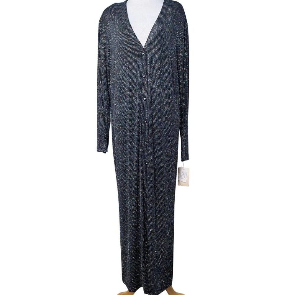 VINTAGE RONNI NICOLE II Sparkle Black Dress Duster Cardigan Dark Academia 20W